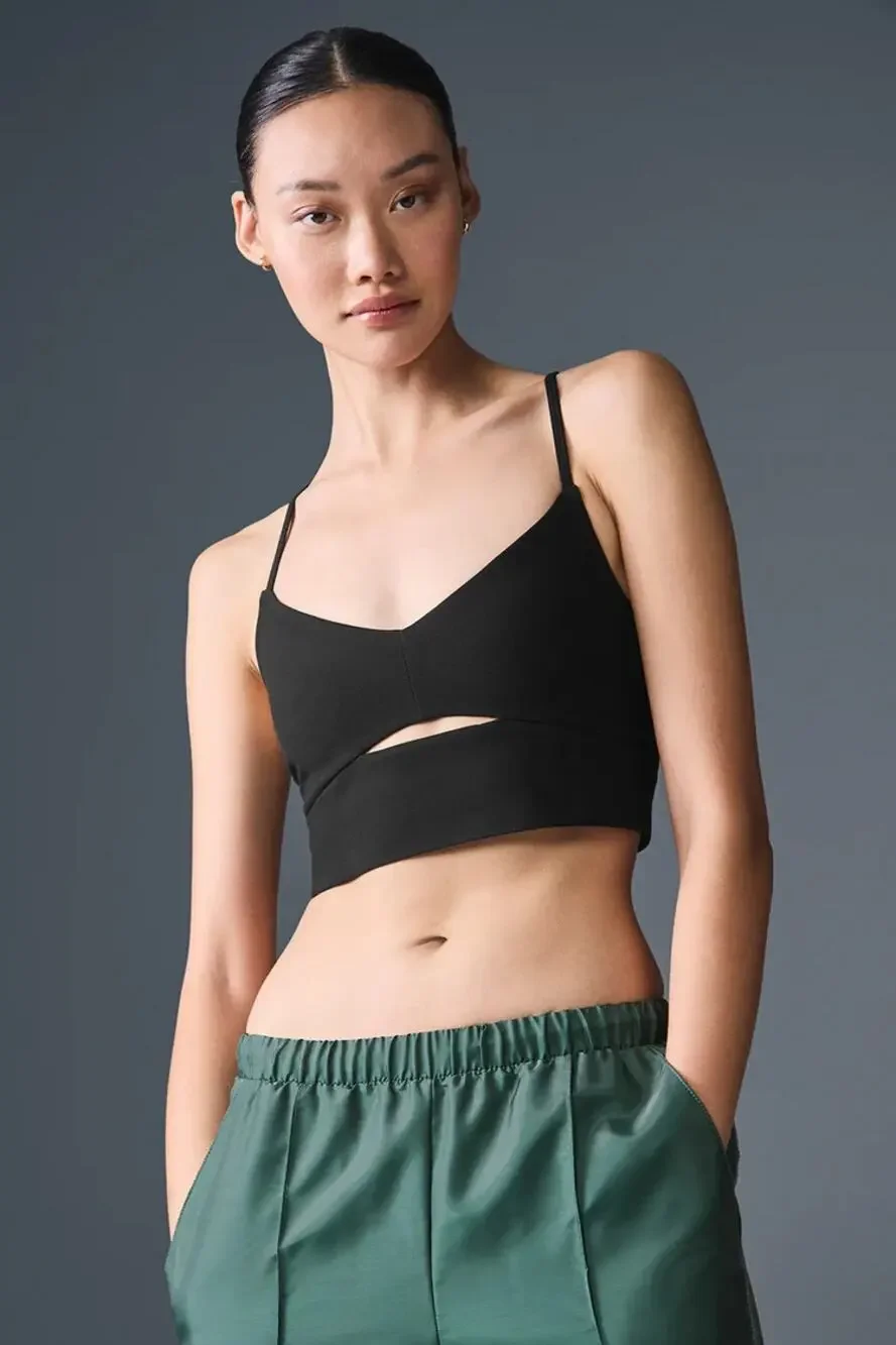 Alo Yoga Alosoft Highlight Cutout Sports Bra Top Black Small